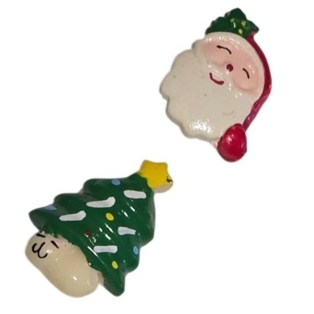 VTG oldstock Christmas holiday Button covers 2 sets 8 total santa tree snow bell
